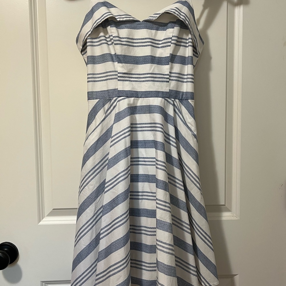 Trixxi Strapless Blue and White Dress